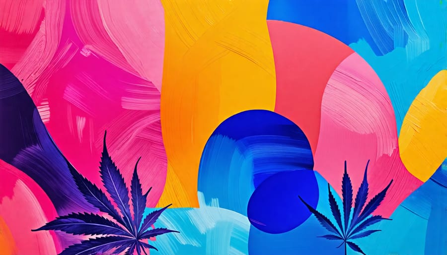 A vibrant and abstract painting reflecting CBD influence in art