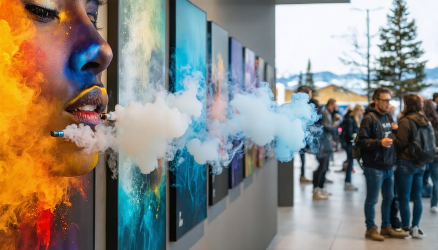 Outdoor art event in Calgary showcasing vaping-influenced pieces